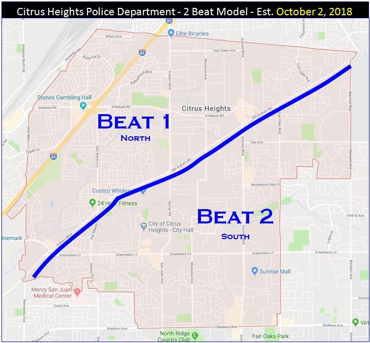 Picture of map showing areas for Beat 1 and Beat 2
