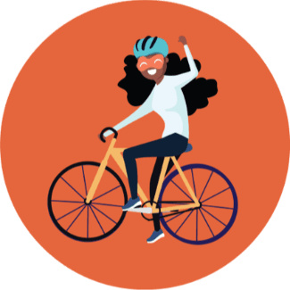 Superhero girl on bike for the Multi Modal Transportation Safety Program Opens in new window