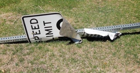 Damaged Speed Limit Sign