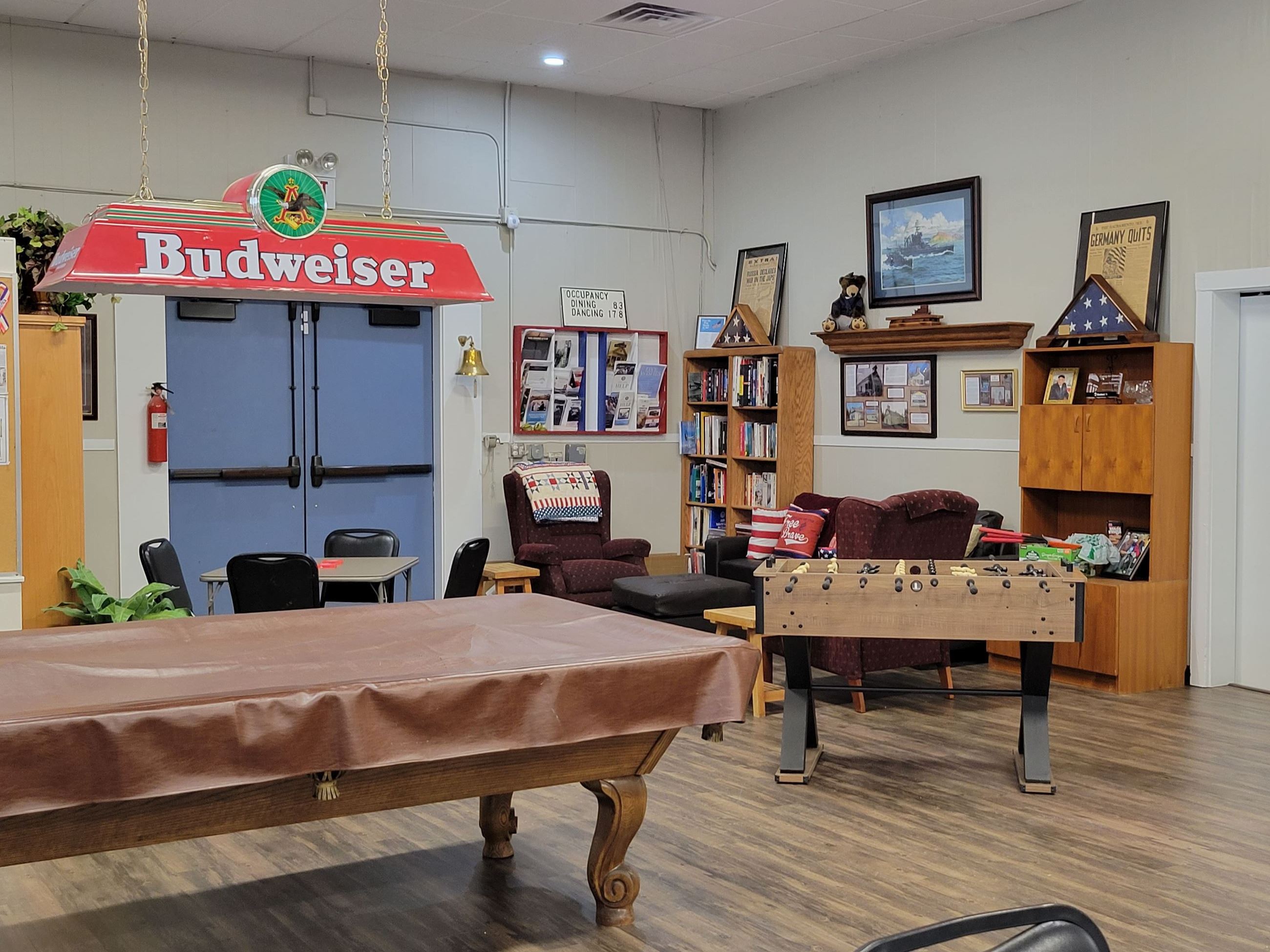 Veterans Community Center Pool Table Library Foosball Table